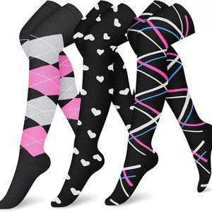 Over the Knee Compression Socks 3 Pair Size S/M